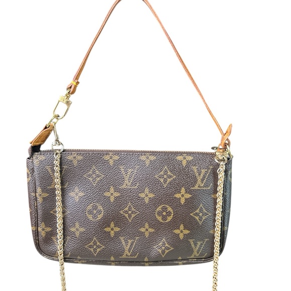 Louis Vuitton Classic Monogram pochette with unbranded chain - Picture 1 of 10